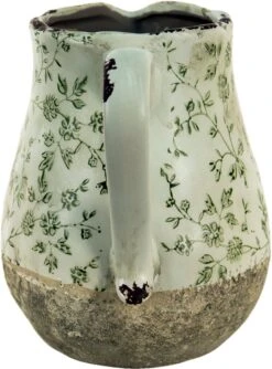 Clayre & Eef Decoratieve Schenkkan 2300 Ml Groen Wit Keramiek Bladeren Waterkan Kan -Clayre & Eef 888x1200 3