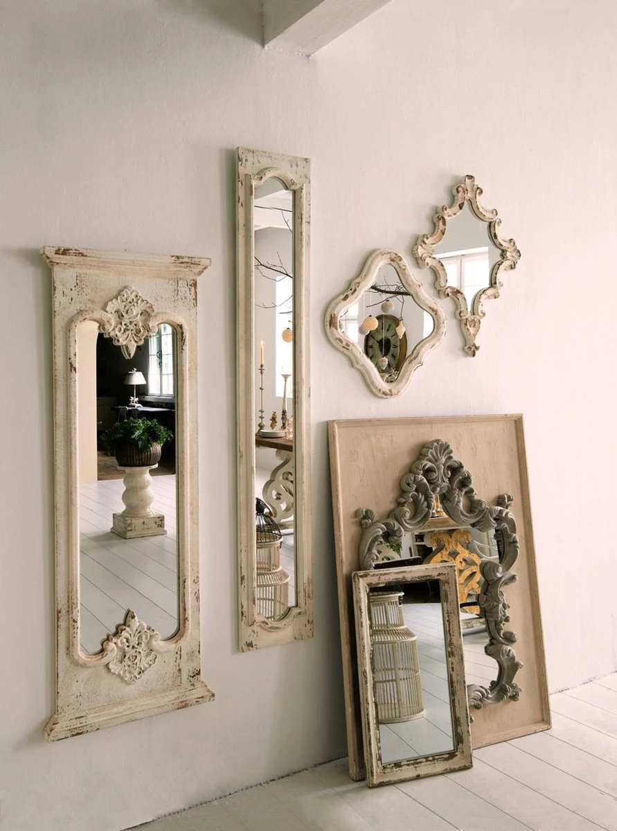 Clayre & Eef Spiegel 59x59 Cm Wit Hout Ovaal Grote Spiegel Wand Spiegel Muur Spiegel 4 Clayre & Eef Spiegel 59x59 Cm Wit Hout Ovaal Grote Spiegel Wand Spiegel Muur Spiegel - Afbeelding 2