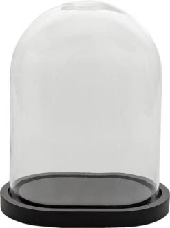 Clayre & Eef Stolp 26x18x33 Cm Zwart Hout Glas Ovaal Glazen Stolp -Clayre & Eef 895x1200