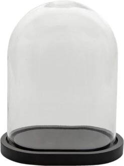 Clayre & Eef Stolp 26x18x33 Cm Zwart Hout Glas Ovaal Glazen Stolp -Clayre & Eef 897x1200