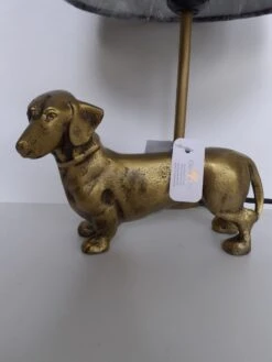 Teckel Beeld Teckel Als Tafellamp Aluminium Inclusief Kap En Led Lamp Van Clayre&Eef 35x22x20 Cm -Clayre & Eef 900x1200 2