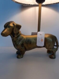 Teckel Beeld Teckel Als Tafellamp Aluminium Inclusief Kap En Led Lamp Van Clayre&Eef 35x22x20 Cm -Clayre & Eef 900x1200 4