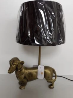 Teckel Beeld Teckel Als Tafellamp Aluminium Inclusief Kap En Led Lamp Van Clayre&Eef 35x22x20 Cm -Clayre & Eef 900x1200 5