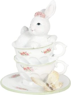 Clayre & Eef Beeld Konijn 12x12x15 Cm Wit Polyresin Woonaccessoires Pasen Paashaas -Clayre & Eef 901x1200