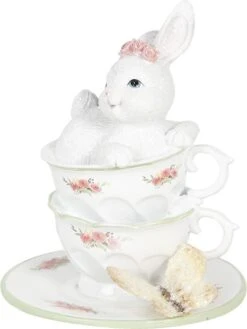 Clayre & Eef Beeld Konijn 12x12x15 Cm Wit Polyresin Woonaccessoires Pasen Paashaas -Clayre & Eef 902x1200