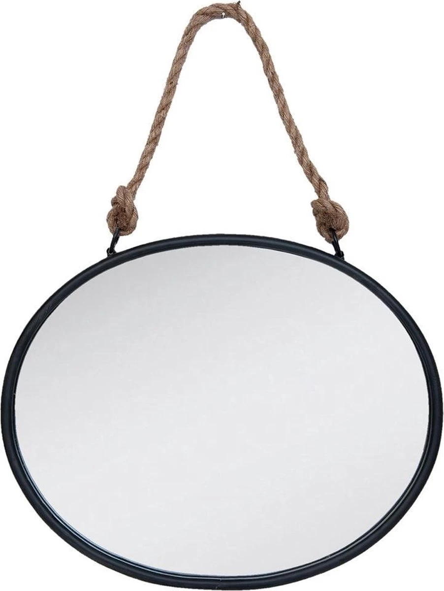 Clayre & Eef Spiegel 50x40 Cm Zwart Hout Ovaal Grote Spiegel Wandspiegel Muur Spiegel 3 Clayre & Eef Spiegel 50x40 Cm Zwart Hout Ovaal Grote Spiegel Wandspiegel Muur Spiegel