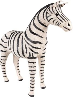Clayre & Eef Beeld Zebra 28 Cm Zwart Wit Papier Ijzer Textiel Woonaccessoires Beeld Decoratie Decoratieve Accessoires