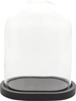 Clayre & Eef Stolp 26x18x33 Cm Zwart Hout Glas Ovaal Glazen Stolp -Clayre & Eef 906x1200 1