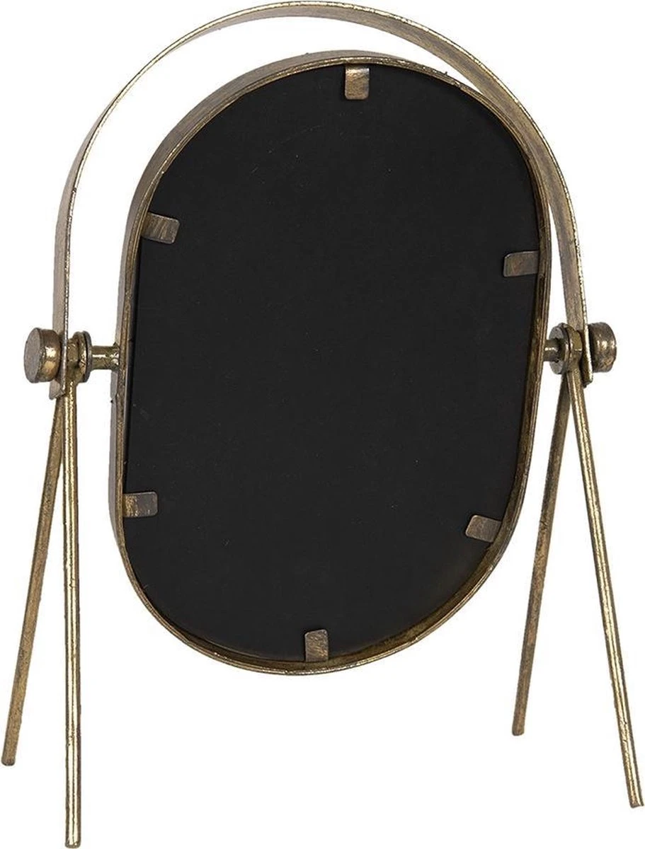 Clayre & Eef Staande Spiegel 24x33 Cm Goudkleurig Ijzer Glas Ovaal Tafel Spiegel 5 Clayre & Eef Staande Spiegel 24x33 Cm Goudkleurig Ijzer Glas Ovaal Tafel Spiegel - Afbeelding 3