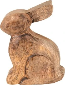 Clayre & Eef Beeld Konijn 13x4x15 Cm Bruin Hout Woonaccessoires Paashaas Pasen