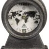 Clayre & Eef Tafelklok 15x8x19 Cm Zwart Ijzer Hout Rond Wereldkaart Tafelklokken Binnen Staand Klokje Tafelklokje -Clayre & Eef 918x1200 4