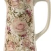 Clayre & Eef Decoratieve Schenkkan 2100 Ml Roze Keramiek Bloemen Waterkan Kan -Clayre & Eef 919x1200 1