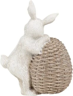 Clayre & Eef Beeld Konijn 8x5x11 Cm Wit Bruin Kunststof Woonaccessoires Paashaas Pasen -Clayre & Eef 920x1200
