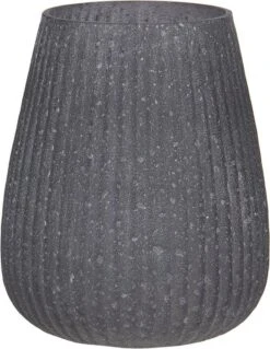 Clayre & Eef Theelichthouder Ø 11x13 Cm Grijs Glas Rond Waxinelichthouder Windlichthouder