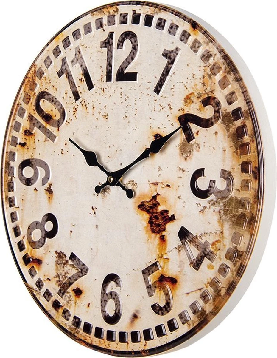 Clayre & Eef Wandklok Ø 40 Cm Beige Ijzer Rond Muurklok Hangklok Keukenklok 4 Clayre & Eef Wandklok Ø 40 Cm Beige Ijzer Rond Muurklok Hangklok Keukenklok - Afbeelding 2