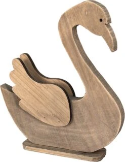 Clayre & Eef Beeld Zwaan 38x6x43 Cm Bruin Hout Woonaccessoires Paashaas Pasen -Clayre & Eef 930x1200 6