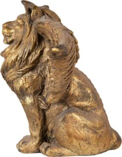 Clayre & Eef Beeld Leeuw 100x50x62 Cm Goudkleurig Polyresin Decoratief Figuur Decoratieve Accessoires Woonaccessoires -Clayre & Eef 935x1200