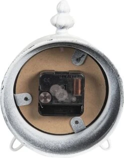 Clayre & Eef Tafelklok 14x7x19 Cm Wit Ijzer Hout Rond Tafelklokken Binnen Staand Klokje Tafelklokje -Clayre & Eef 939x1200