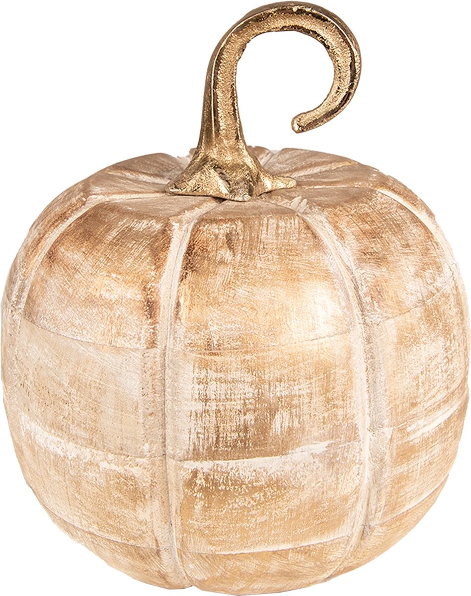 Clayre & Eef Decoratie Pompoen 20 Cm Goudkleurig Hout Decoratief Figuur Decoratieve Accessoires Woonaccessoires 3 Clayre & Eef Decoratie Pompoen 20 Cm Goudkleurig Hout Decoratief Figuur Decoratieve Accessoires Woonaccessoires