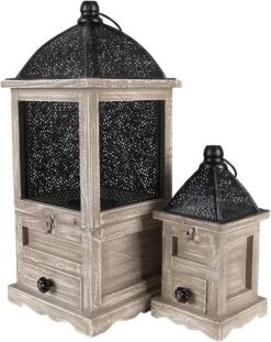 Clayre & Eef Lantaarns Set Van 2 Bruin Hout Metaal Vierkant Kaarsenhouder Sfeerverlichting 11 Clayre & Eef Lantaarns Set Van 2 Bruin Hout Metaal Vierkant Kaarsenhouder Sfeerverlichting -Clayre & Eef 953x1200