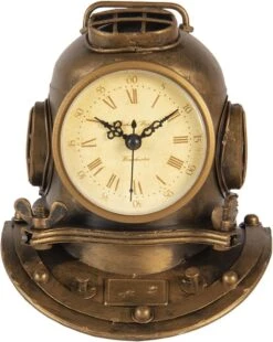 Clayre & Eef Tafelklok 16x18 Cm Koperkleurig Ijzer Glas Tafelklokken Binnen Staand Klokje Tafelklokje -Clayre & Eef 955x1200