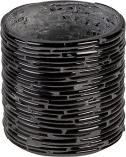 Clayre & Eef Theelichthouder Ø 8x8 Cm Zwart Glas Rond Waxinelichthouder Windlichthouder