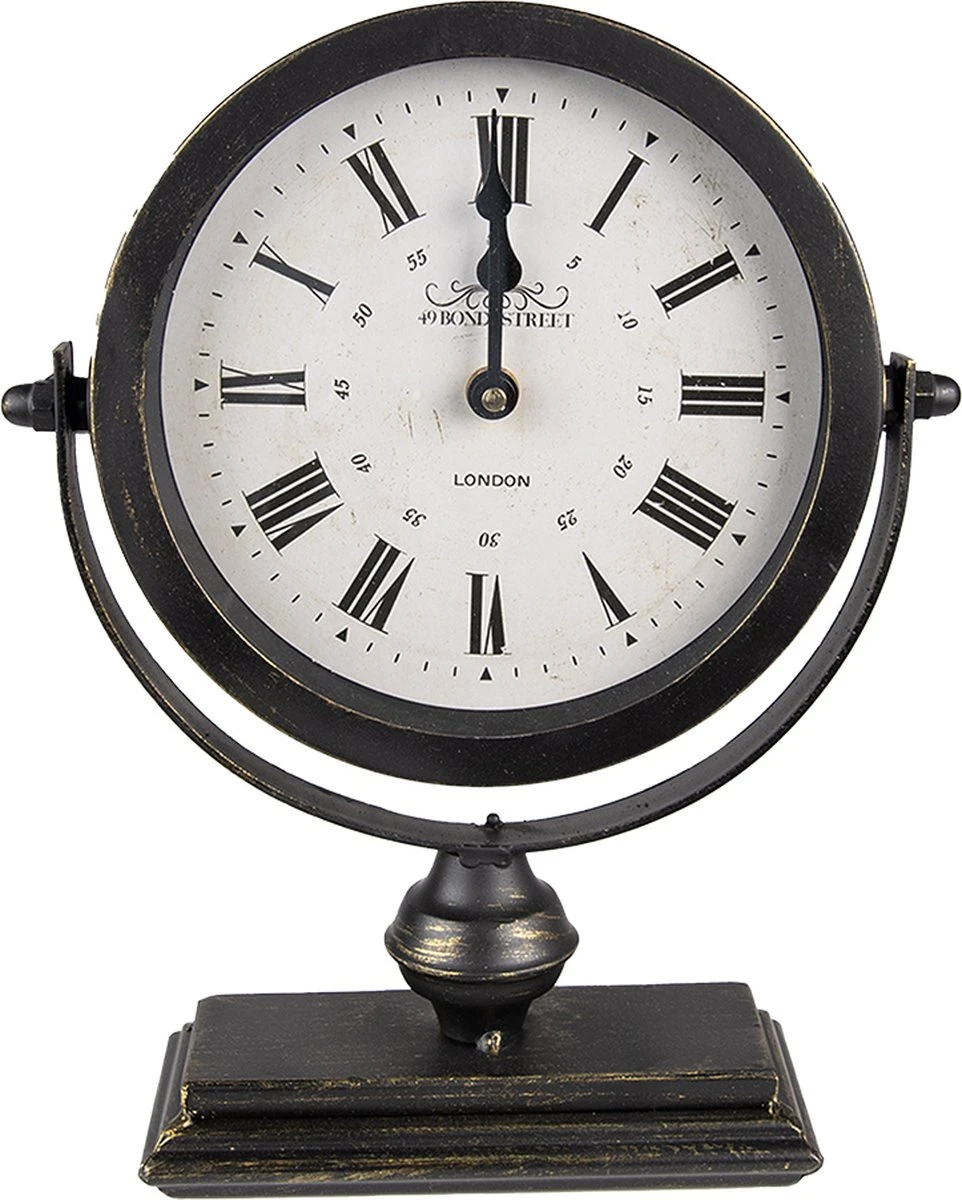 Clayre & Eef Tafelklok 25x8x30 Cm Zwart Metaal Tafelklokken Binnen Staand Klokje Tafelklokje 3 Clayre & Eef Tafelklok 25x8x30 Cm Zwart Metaal Tafelklokken Binnen Staand Klokje Tafelklokje