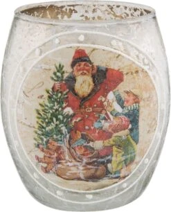 Waxinelichthouder | Ø 8*9 Cm | Meerkleurig | Glas | Clayre & Eef | 6GL2244