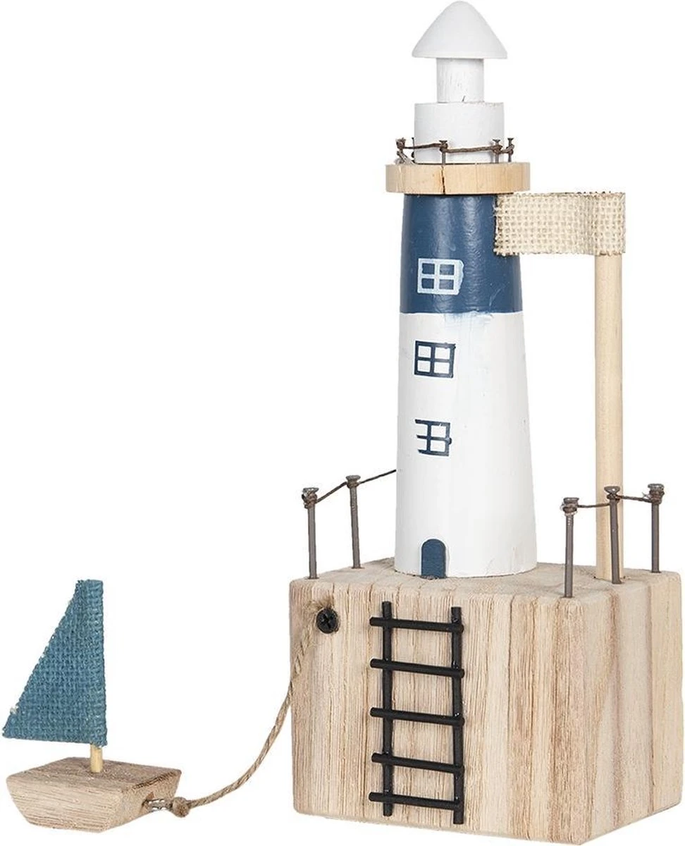 Clayre & Eef Decoratie Vuurtoren 11x7x27 Cm Bruin Hout Rechthoek Decoratief Figuur Decoratieve Accessoires Woonaccessoires 4 Clayre & Eef Decoratie Vuurtoren 11x7x27 Cm Bruin Hout Rechthoek Decoratief Figuur Decoratieve Accessoires Woonaccessoires - Afbeelding 2