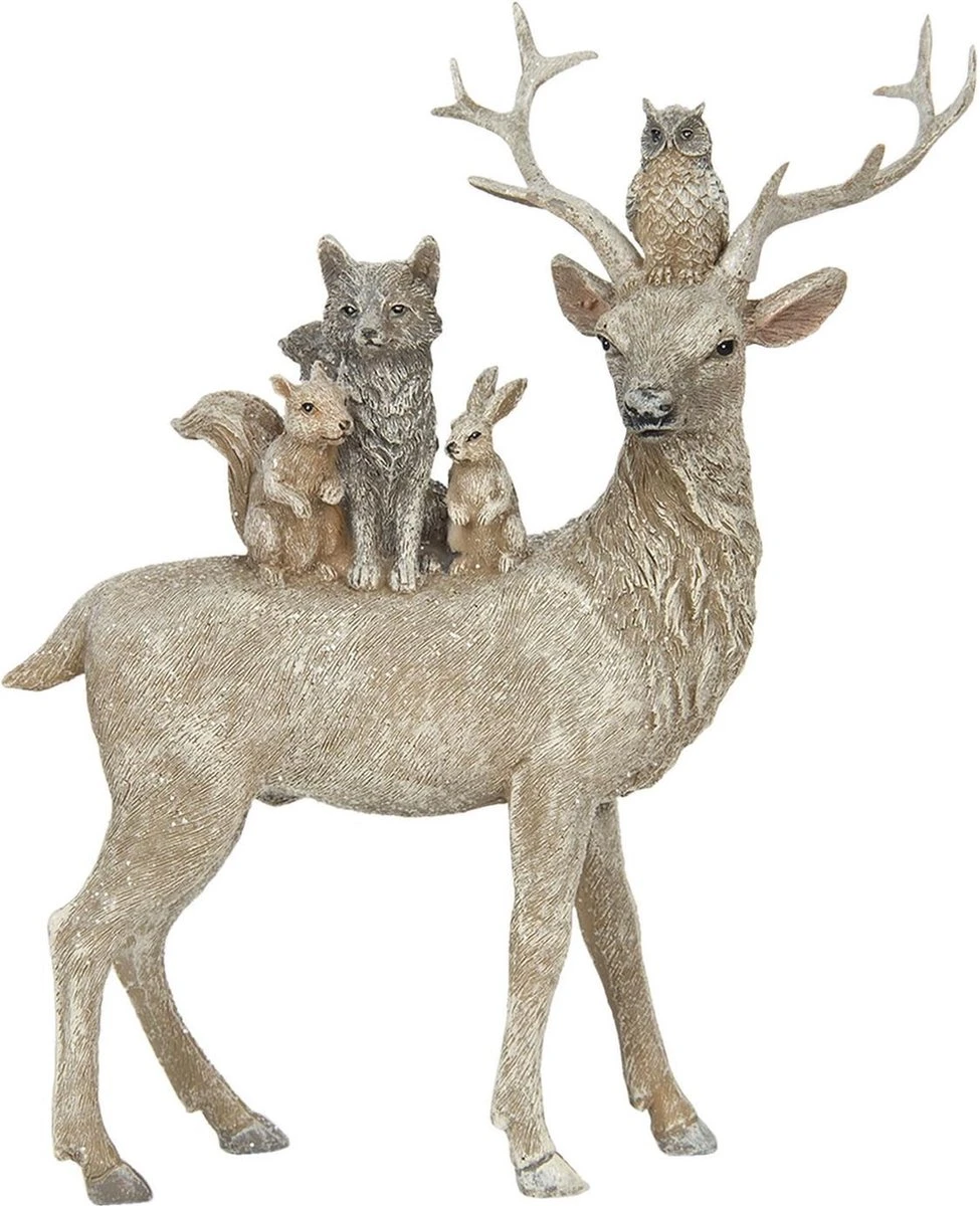 Clayre & Eef Beeld Hert 24 Cm Bruin Grijs Kunststof Dieren Woonaccessoires Beeld Decoratie Decoratieve Accessoires 3 Clayre & Eef Beeld Hert 24 Cm Bruin Grijs Kunststof Dieren Woonaccessoires Beeld Decoratie Decoratieve Accessoires