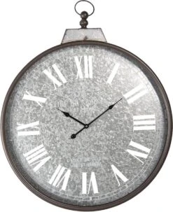 Clayre & Eef Wandklok 60x76 Cm Grijs Metaal Rond Muurklok Hangklok Keukenklok -Clayre & Eef 979x1200 1