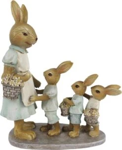 Clayre & Eef Beeld Konijn 19 Cm Bruin Groen Kunststof Woonaccessoires Pasen Paashaas