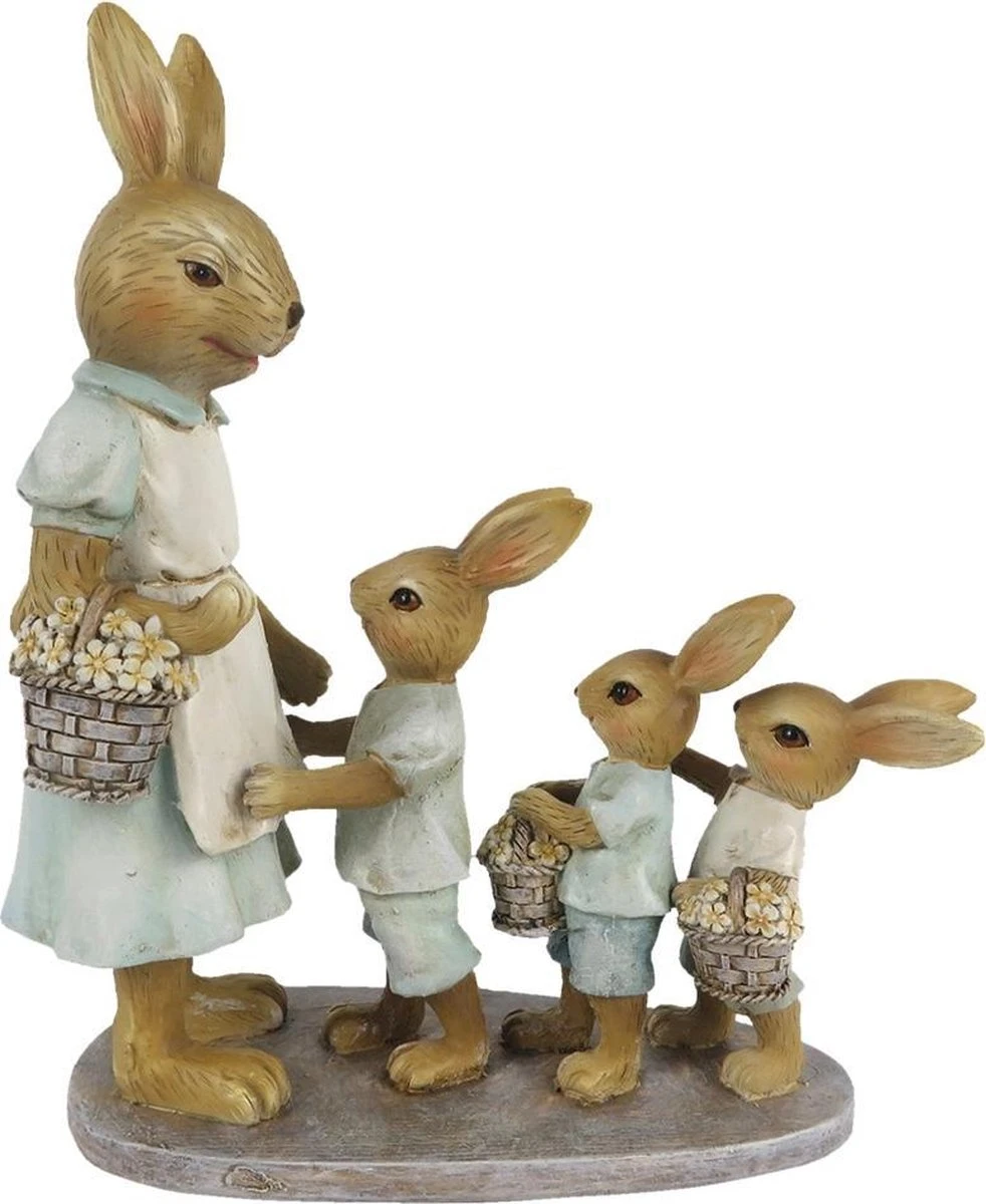 Clayre & Eef Beeld Konijn 19 Cm Bruin Groen Kunststof Woonaccessoires Pasen Paashaas 3 Clayre & Eef Beeld Konijn 19 Cm Bruin Groen Kunststof Woonaccessoires Pasen Paashaas