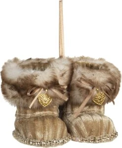 Clayre & Eef Decoratie Knuffel Goudkleurig Polyester Knuffeldier Decoratie Hanger