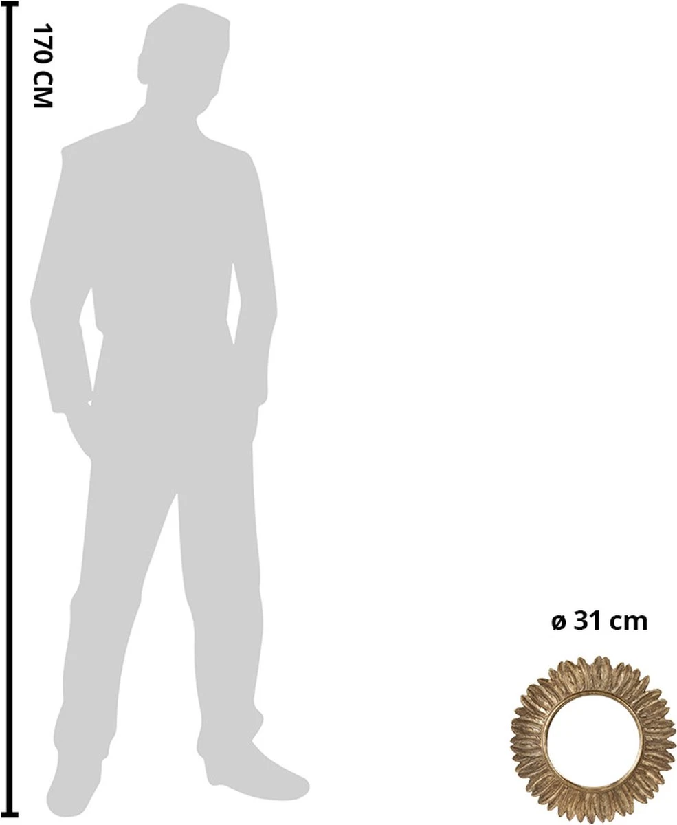 Clayre & Eef Spiegel Ø 31 Cm Goudkleurig Kunststof Grote Spiegel Wand Spiegel Muur Spiegel 5 Clayre & Eef Spiegel Ø 31 Cm Goudkleurig Kunststof Grote Spiegel Wand Spiegel Muur Spiegel - Afbeelding 3