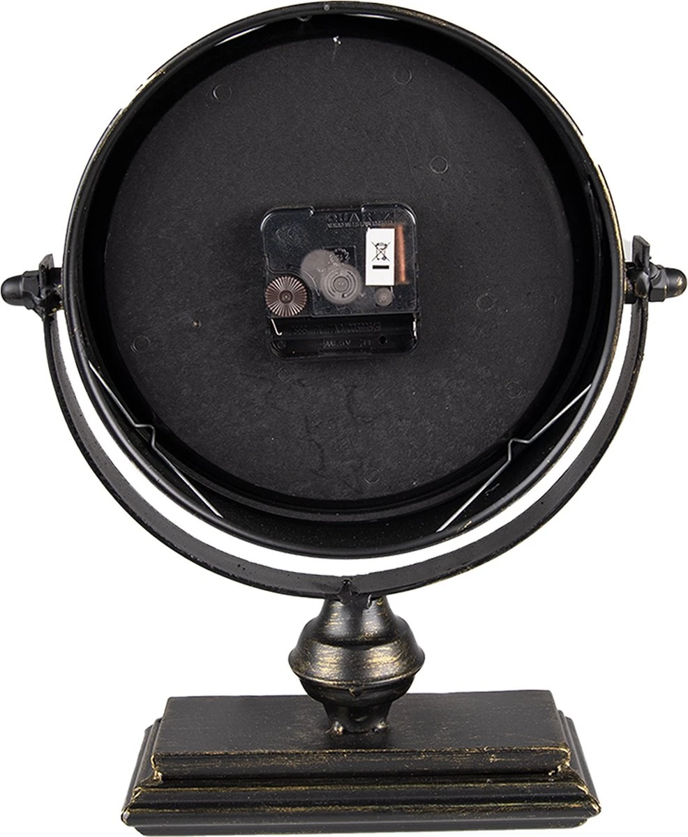 Clayre & Eef Tafelklok 25x8x30 Cm Zwart Metaal Tafelklokken Binnen Staand Klokje Tafelklokje 5 Clayre & Eef Tafelklok 25x8x30 Cm Zwart Metaal Tafelklokken Binnen Staand Klokje Tafelklokje - Afbeelding 3