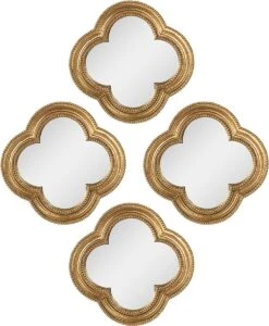 Clayre & Eef Spiegel 20 Cm Goudkleurig Kunststof Grote Spiegel Wand Spiegel Muur Spiegel