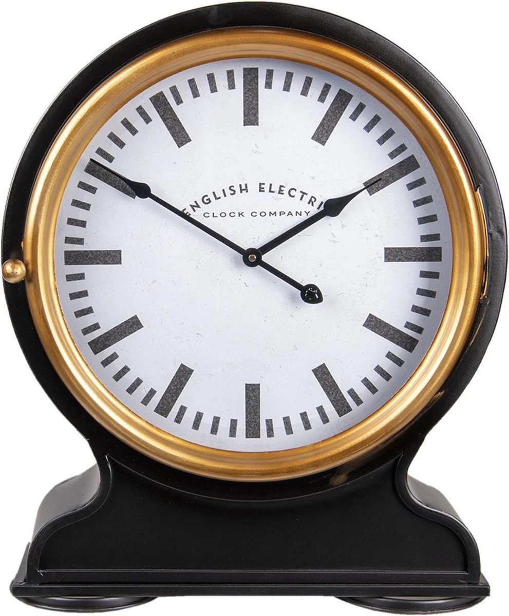 Clayre & Eef Staande Klok 42x52 Cm Zwart Metaal Rond Klok Op Voet Staande Klok Woonkamer 6 Clayre & Eef Staande Klok 42x52 Cm Zwart Metaal Rond Klok Op Voet Staande Klok Woonkamer - Afbeelding 4