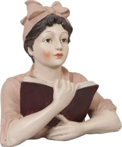 Clayre & Eef Beeld Vrouw 16x11x19 Cm Beige Roze Kunststof Woonaccessoires Beeld Decoratie Decoratieve Accessoires -Clayre & Eef 992x1200 1