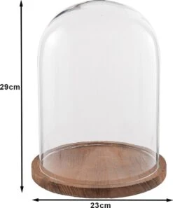 Clayre & Eef Stolp Ø 23x29 Cm Glas Hout Rond Glazen Stolp Stolp Op Voet -Clayre & Eef 997x1200